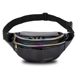 TBoonor Bum Bag Fashion Waterproof Belt Bag Compartments with Zip Reflective Adjustable Strap Waist Bag for Men and Women Party Festival Sports Outdoor Travel, black, //