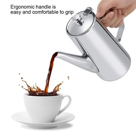 Yosoo Cafetera Elegante Acero Inoxidable 2L Espesante Tetera Cafetera Hervidor de Agua para Restaurante Hogar Plata (# 2 Boca Larga)