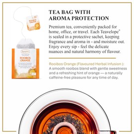Ronnefeldt Teavelope Rooibos Orange – Caffeine-Free South African Red Herbal Tea with Apple & Orange Peel – 25 Individually Wrapped Tea Bags