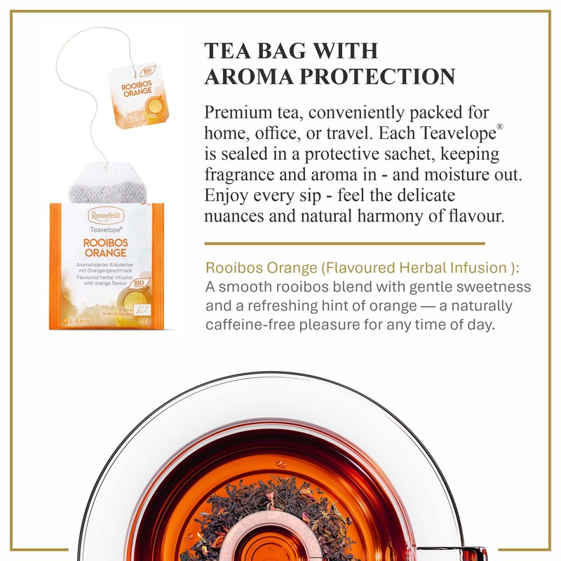 Ronnefeldt Teavelope Rooibos Orange – Caffeine-Free South African Red Herbal