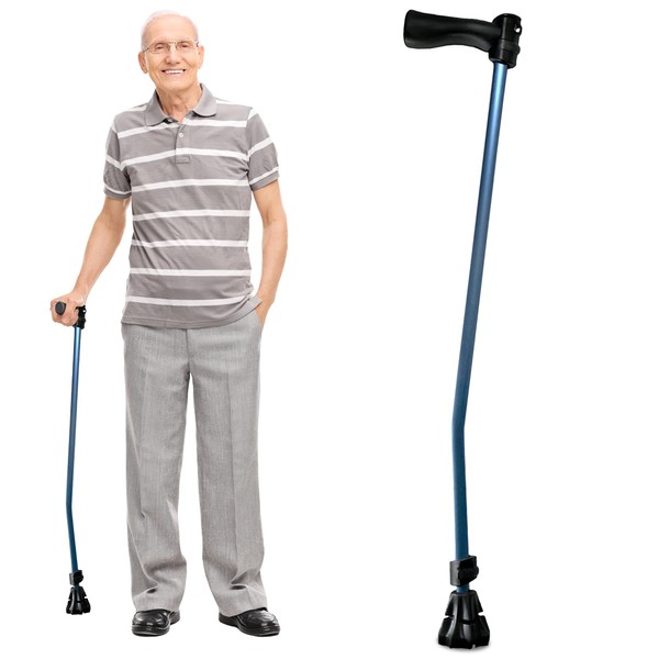 Dynamo Cyclone Cane - The Best Cane Ever - Designed for Stability and Balance - Standard and Adjustable Walking Cane, Heavy Duty, Travel-Friendly and Stylish - for Seniors, Men, and Women (Blue)