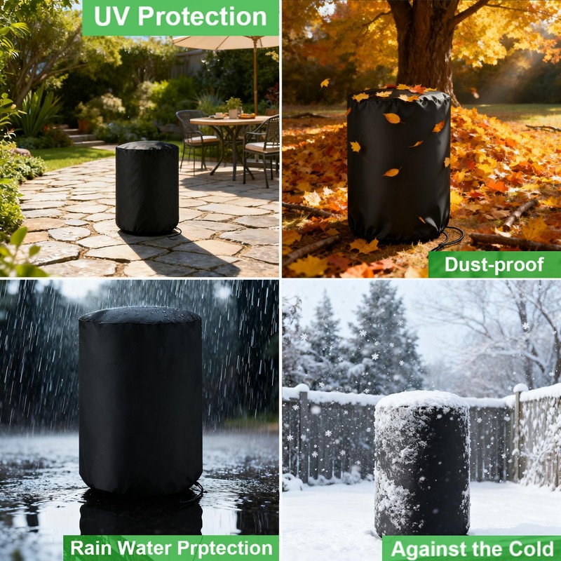 55 Gallon Drum Cover Water Storage Barrel Cover Waterproof Outdoor