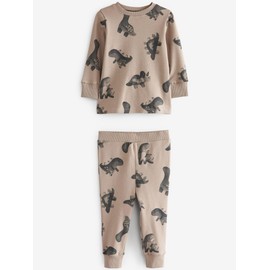 NEXT 3 Pack Long Sleeve Pyjamas, Neutral/Black Dinosaur