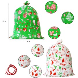 ZMCINER - 3 bolsas grandes de regalo de Navidad, bolsa de regalo grande, tamaño grande, 44 x 36 pulgadas, para fiestas de Navidad, regalos de Navidad de gran tamaño, bolsas resistentes, bolsas grandes