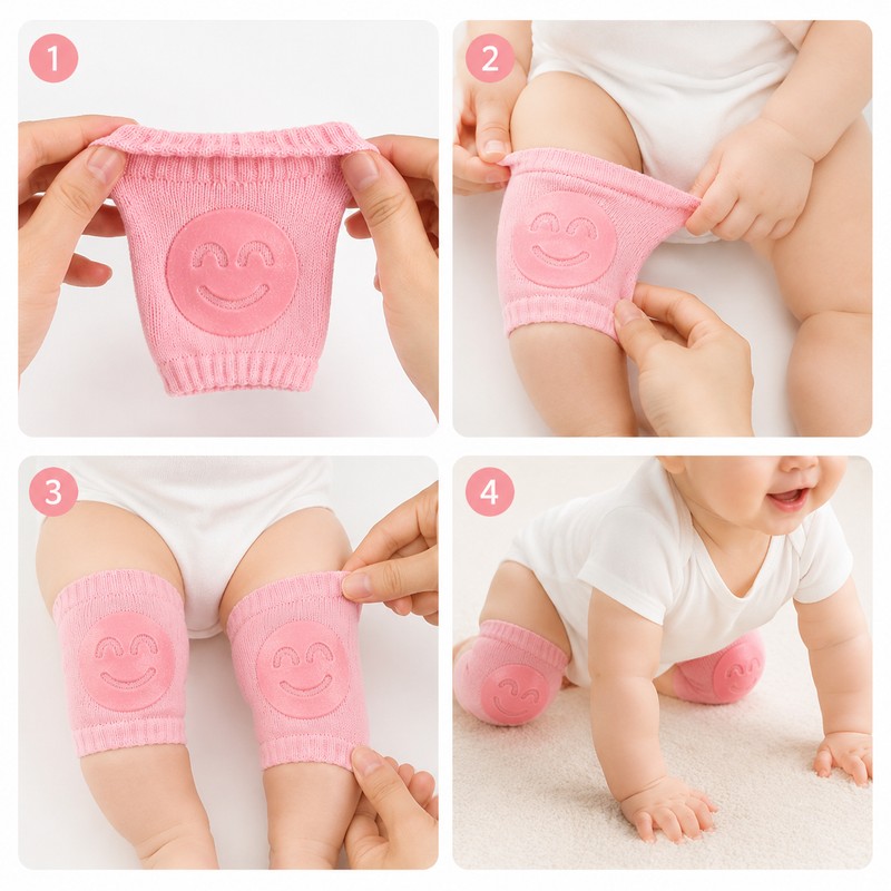 Baby Knee Pads for Crawling – Soft Cotton Non-Slip Protection