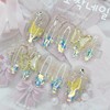 Sky Blue Butterfly Handmade Nail Tips - Coffin Egg /