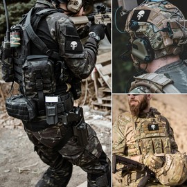 Bluyellow 2Pcs White Skull Patch Set, Embroidered Hook & Loop Military Patches, Tactical Patches for Jackets, Tactical Backpack, Service Dog Vest, Patches for Hats with Sew on Option, 3x2 Inches