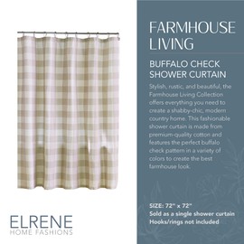 Elrene Home Fashions Cortina de Ducha a Cuadros de búfalo, Bronceado y Blanco., 72" x72", 1