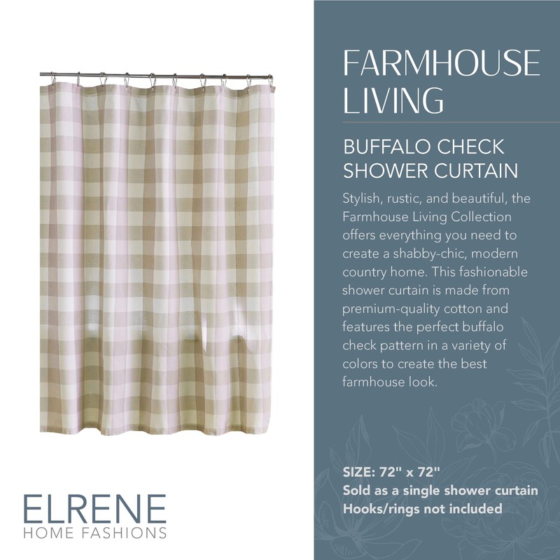Elrene Home Fashions Cortina de Ducha a Cuadros de búfalo,