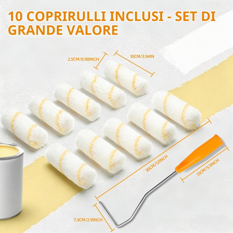 Motswedi Set di Rulli da Pittura 10 cm con Staffa