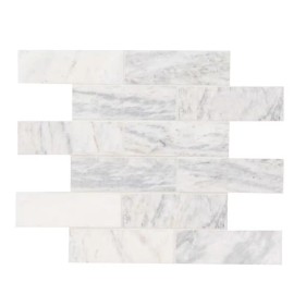 MSI Capri Blue Subway 12in x12in Honed Marble Mosaic Floor Wall Tile