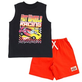 Hot Wheels Toddler Boys Tank Top and Shorts Outfit Set Black/Red 3T