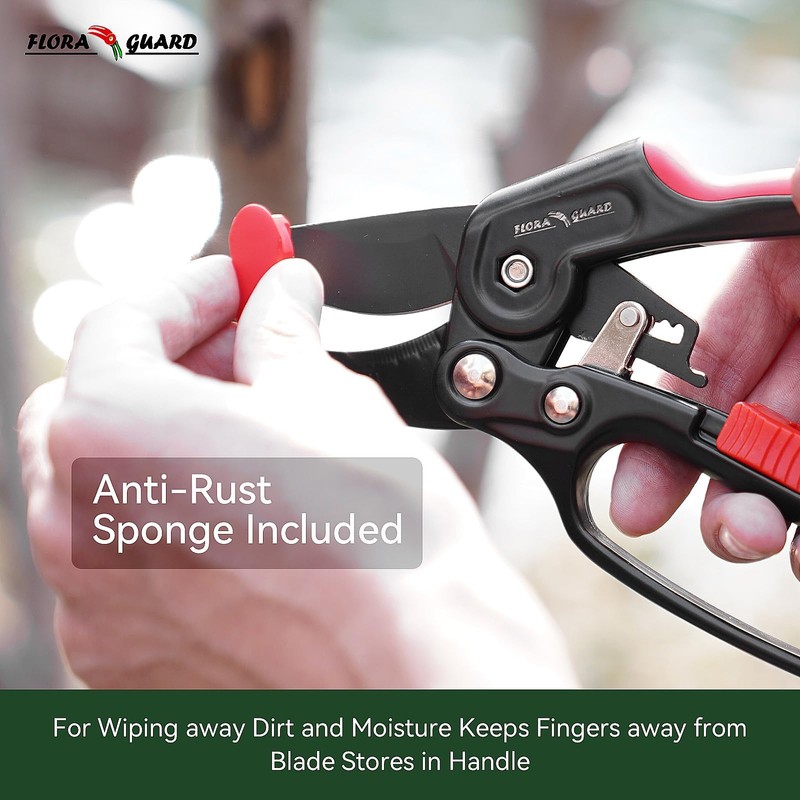 FLORA GUARD Ratchet Pruning Shears, Gardening Shears, Pruning Shears, Raw