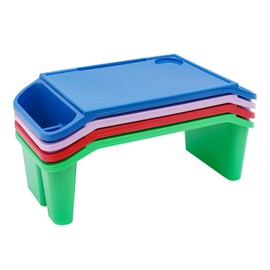 Kids Lap Desk Tray with Side Pockets, Plastic Breakfast Laptop Trays Kids Activity Lap Desk Tray Portable Bed Table Lap Desk for Kids Students Work Study School Classroom (4Pcs, 4 Color B)