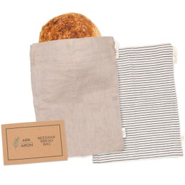 Reusable Bread Bags, 2 Pack, Premium Linen and Beeswax Bread Bags, Sourdough Bread Bags, Bread Bags for Homemade Bread, Bread Storage Bag, Sourdough Bread (Olive Leaf/Almond Branch)
