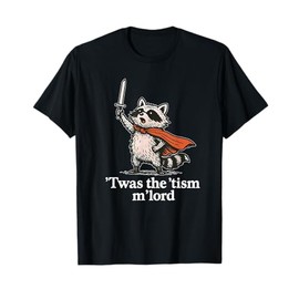 Retro 'TWAS The 'Tism M'Lord Funny Wizard Raccoon Autism Men T-Shirt