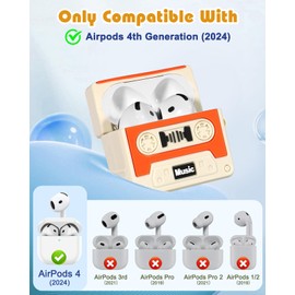 Boaretiu for Airpods 4th Case - with Keychain for AirPods 4th Generation Case (2024) Orange Tape Cute Kawaii Funny 3D Soft Silicone Fun Cool for Girls Women Teens for Air pods 4 Cover
