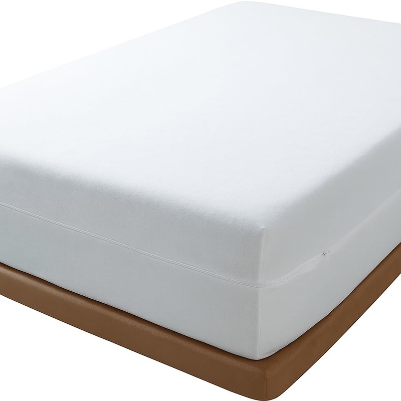 Cotton Mattress Cover Full Encasement with Zipper Terry Top -