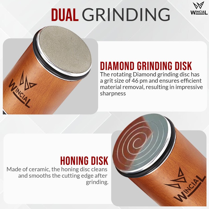 WINCIAL Rolling Knife Sharpener – Professional 15° Angle Manual Sharpener