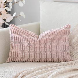 Artscope Set of 1 Boho Striped Cushion Cover, Plain Decorative Cushion Cover, Sofa Cushion, 30 x 50 cm Cushion Cover, Soft Couch Cushion for Sofa, Living Room, Bedroom Decor, Pink