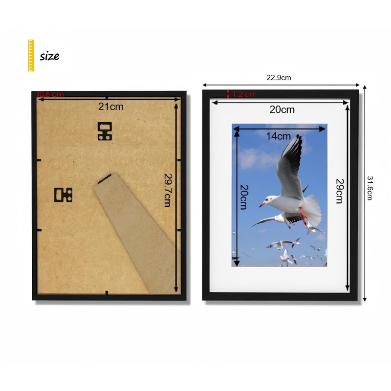 Szyeequoo A4 Picture Frame 2 Pack, 21x29.7cm Adjustable Horizontal/Vertical Display