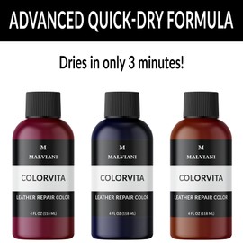 MALVIANI Leather Repair Color Restorer - Dark Red - Repair Furniture, Couch, Car Seat & Sofa - 4 oz.