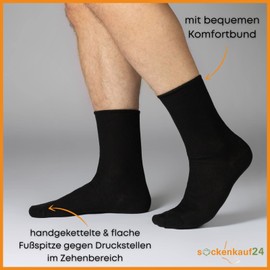 Sockenkauf24 12 Pairs Unisex Socks without Rubber Print 100% Cotton Black White Beige Navy Grey - 39/42