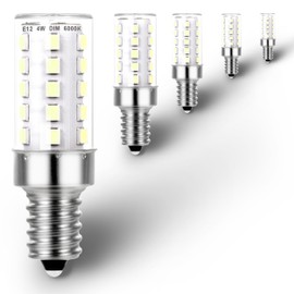 Ziomitus E12 - Bombillas LED regulables de repuesto de 25 W - 40 W, 6000 K, luz de día, color blanco brillante, luz blanca fría, T6, base pequeña, E12 C7, 4 W, 450 lm, paquete de 5