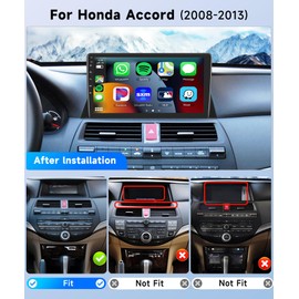 8Core 4+64G Car Stereo for Honda Accord 8th 2008-2013 Wireless Carplay Android Auto,10.1 inch 1280 * 720P IPS Touch Screen Radio, Android/GPS/WiFi/32band DSP Audio/Bluetooth/SWC/Backup Camera