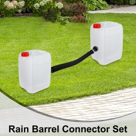 Water Butt Connection Set, Water Butt Connection 50 cm Connection Hose and 2 Hose Connectors 25 mm with Lock Nut, Hole Opener, for Water Tanks, Cisterns, Rainwater Bins