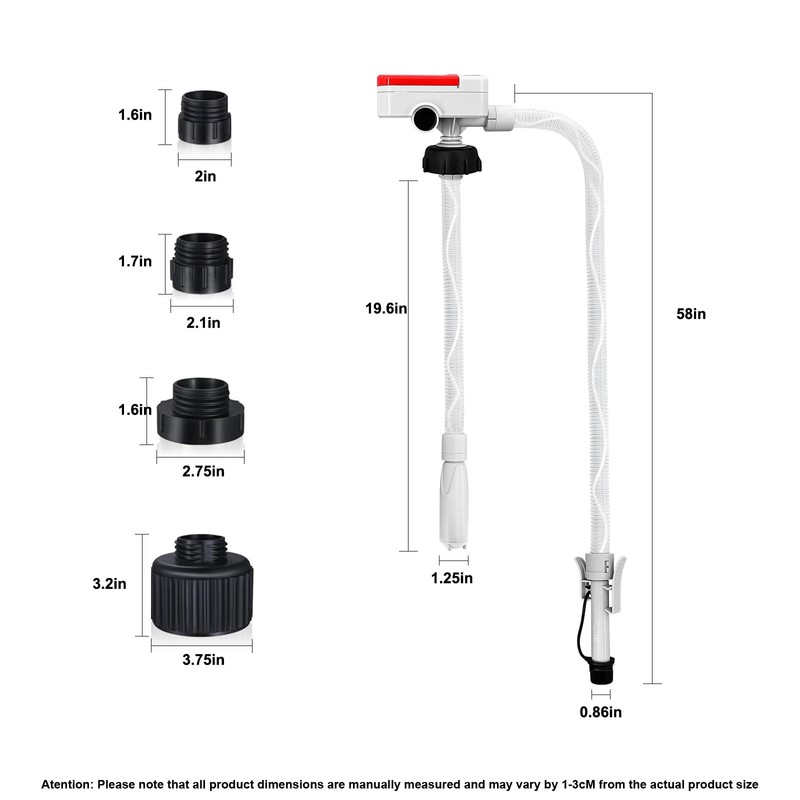 Saker Sakerplus Transfer Pump, Portable 3.2GPM Battery&USB-Powered with 51" Hose