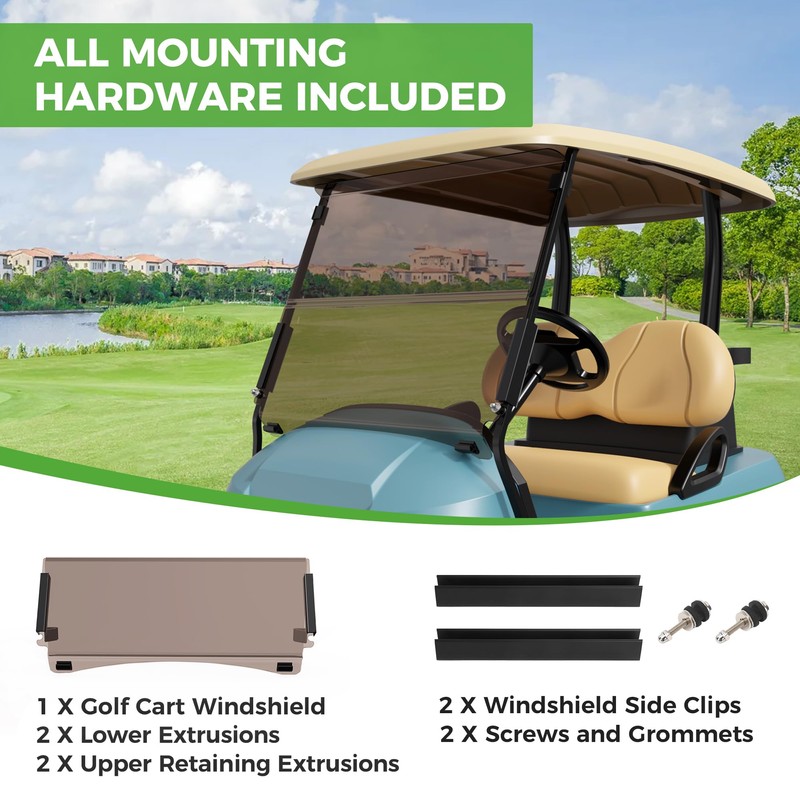 10L0L Golf Cart Windshield for Club Car Precedent 2004-Up, Tempo,