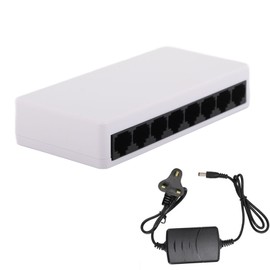 8 Port 10/100Mbps Ethernet Switch Support Desktop Wall Mount Unmanaged Home Network Switch Hub Office Ethernet Splitter 100‑240V UK Plug