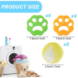 16 Stücke Tierhaarentferner Waschmaschine, Wiederverwendbarer Tierhaarentferner, Entfernt Tierhaare, FusselbäLle Waschmaschine Für Hundehaare Und Katzenhaarentferner Waschmaschi