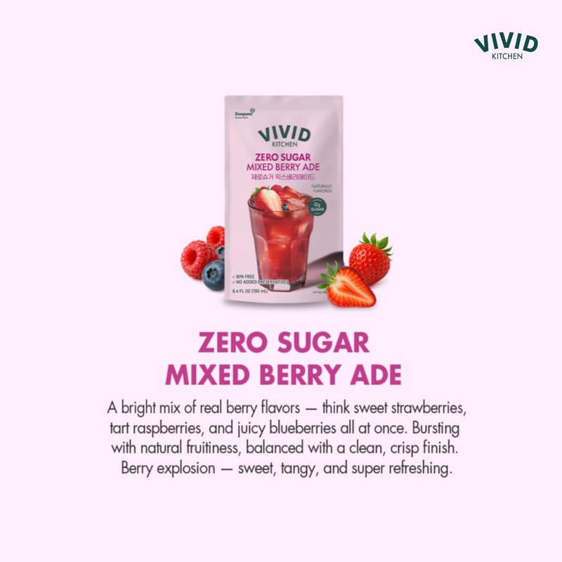 VIVID KITCHEN | Mixed Berry Ade Pouch drinks – Zero