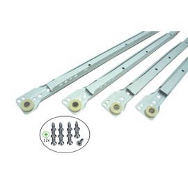 BRESKO 21 mm Drawer Runners 25-60 cm Partial Extension Roller Guides with Wheels White (25 cm)
