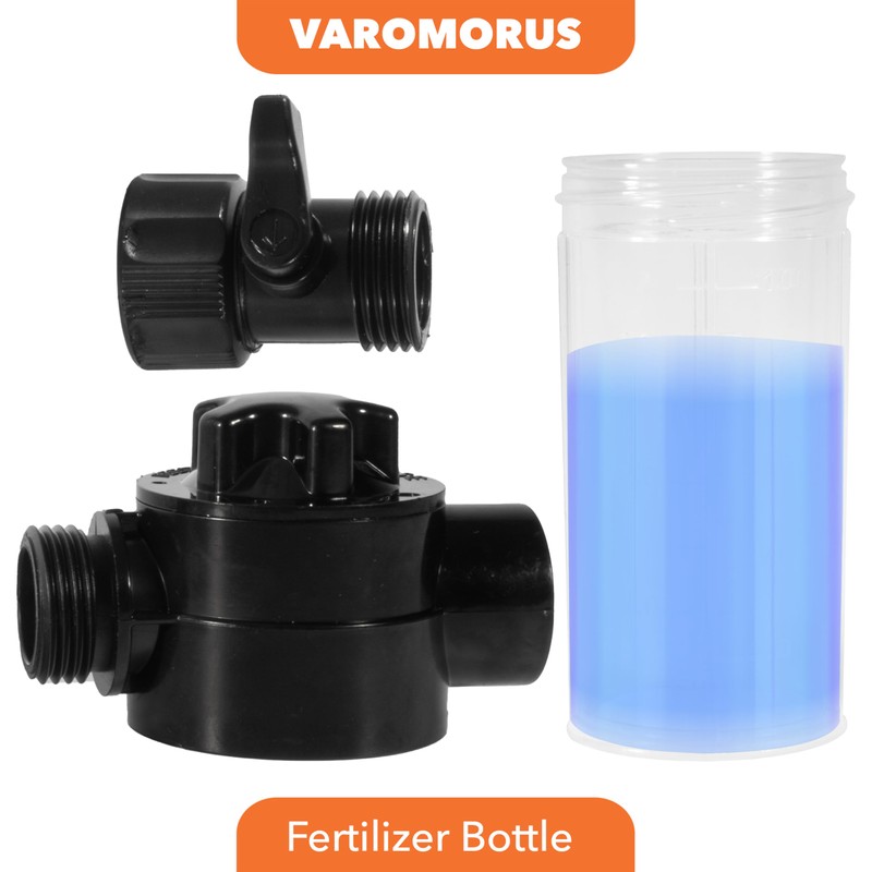 Varomorus 4 oz Fertilizer Injector Bottle with Valve and Hose