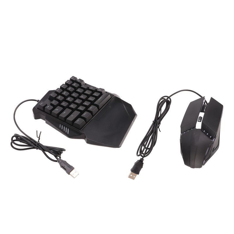 One Handed Keyboard Mouse Set Wired 35 Keys RGB Backlight