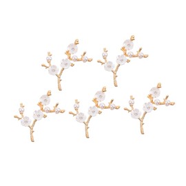 Mikinona Alloy Pearl White Flower Branch Decor 5pcs Set Elegant DIY Accessories for Clothing