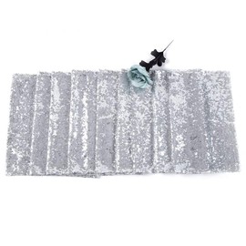 JYFLZQ Silver Sequin Table Runner 12"x72" Pack of 1 Glitter Sequin Fabric Table Linens Runner Sparkly Sequin Runners for Table Wedding Birthday Party Decor