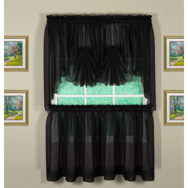Today's Curtain Emelia Original Voile Fan Insert, Black, 30" W