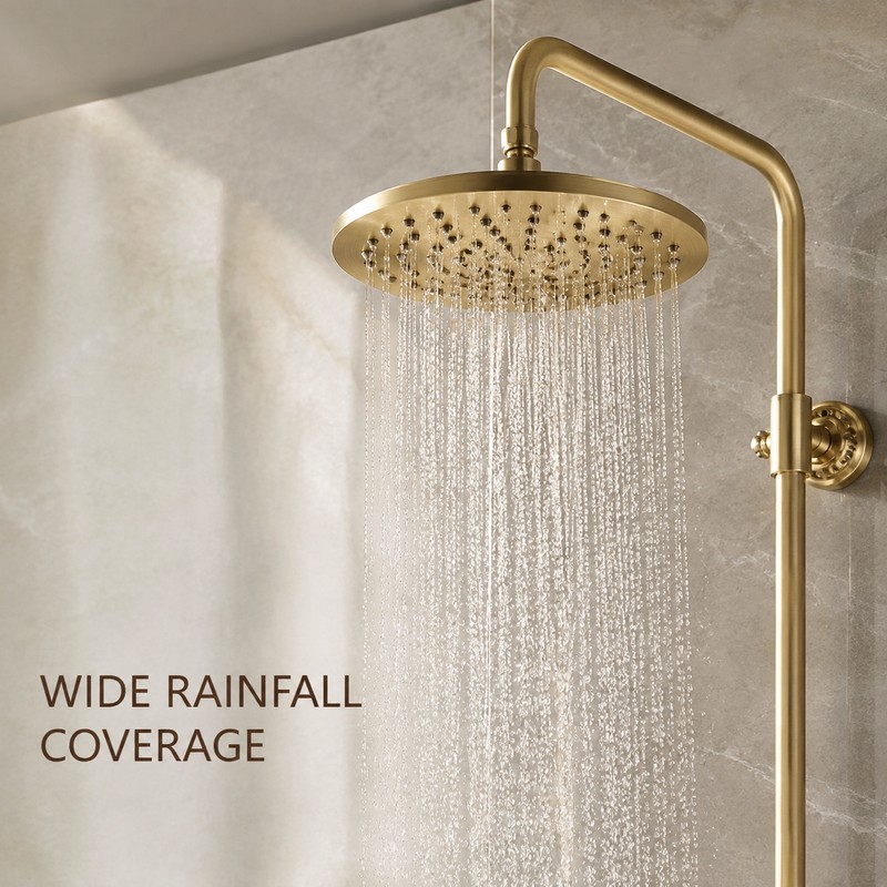 Antique Brass 8-Inch Rainfall Shower System with Hand Shower &