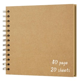 Álbum de álbumes de recortes de 7 x 7 pulgadas, libro de fotos de papel kraft de tapa dura, libro de recuerdos en blanco para manualidades, boda, aniversario, 40 páginas (20 hojas), color caqui