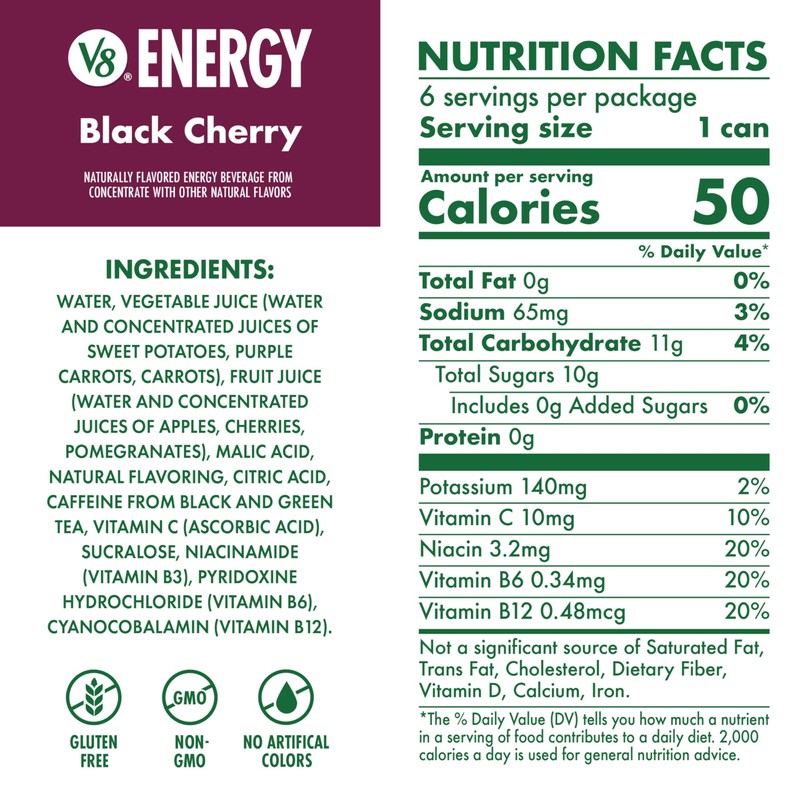 V8 Energy Black Cherry Energy Drink, 8 fl oz Can