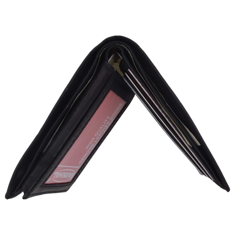 Bio-fold Mens Black Smooth Leather Genuine Leather Wallet