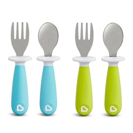 Munchkin Munchkin 4pk Raise Tdlr Fork and Spoon-Blu/Grn