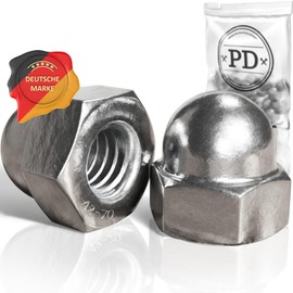PD® Cap Nuts M6 Stainless Steel (DIN 1587) | High Quality A2 V2A Stainless Steel Cap Nuts | Protective Caps Nuts in High Shape for Screws, Threaded Rods & Threaded Bolts | Pack of 5