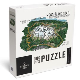 Mount Rainier National Park, Line Drawing, Wonderland Trail (1000 Piece Puzzle, Challenging Jigsaw Puzzle for Adults, Made in USA)