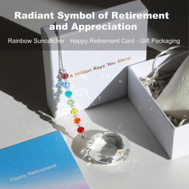 WOOWA Retirement Gifts - A Million Rays You Shine. Cool Happy Retirement Gifts. Best Gifts for Retirement with Congratulations Card. Rainbow Maker Crystal Hanging Ornament, 45 mm Width.
