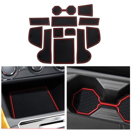 CDEFG Compatible with VW Polo AW MK6 2018-2023 2024 Rubber Mats Centre Console Non-Slip Non-Slip Mats Anti-Dust Cup Holder Rubber Mat Armrest Storage Polo Accessories (Red)